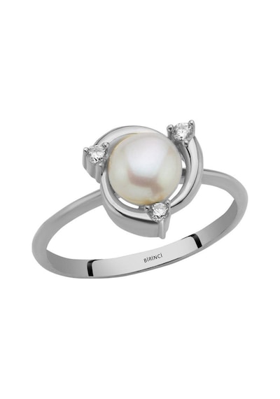 6,5 Mm Zirkon Taşlı Doğal İnci Yüzük Vrtz120151s8 Beyaz