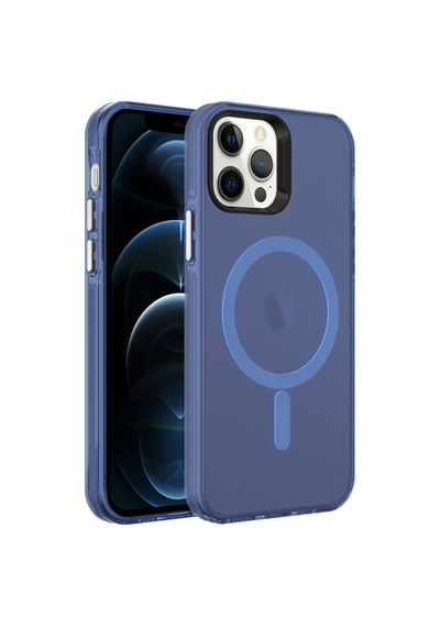 Apple Uyumlu iPhone 12 Pro Max Kılıf Zore M-safe Şarj Özellikli Buzlu Transparan C-pro Sert Kapak Derin Mor