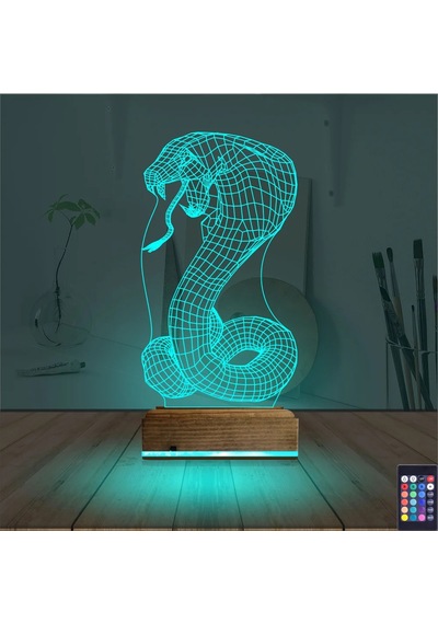 Luvivia Kobra Yılan 3d Lamba - Masa Gece Lambası Şeffaf