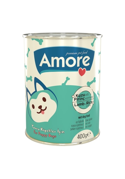 Amore Puppy Kuzu Etli ve Pirinçli Yavru Köpek Konservesi 12 x 400 G