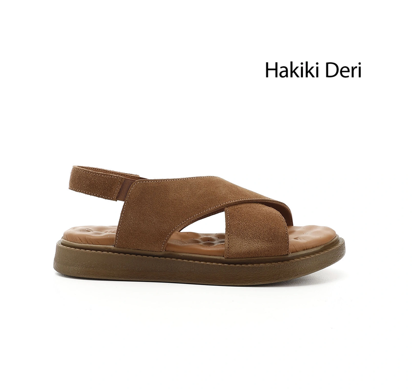 Gönderi(R) Gönderi R Kadın Taba Süet Çapraz Bantlı Dolgu Taban Hakiki Deri Comfort Sandalet Dyza72745288 Taba Süet