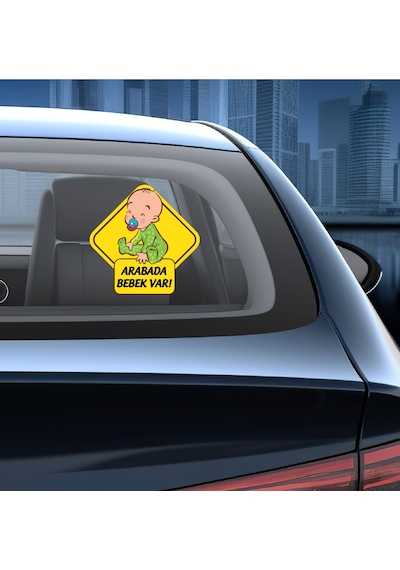 Arabada Bebek Var Sticker - Araba Oto Motosiklet Karavan Sticker - 00170 25x25 Cm