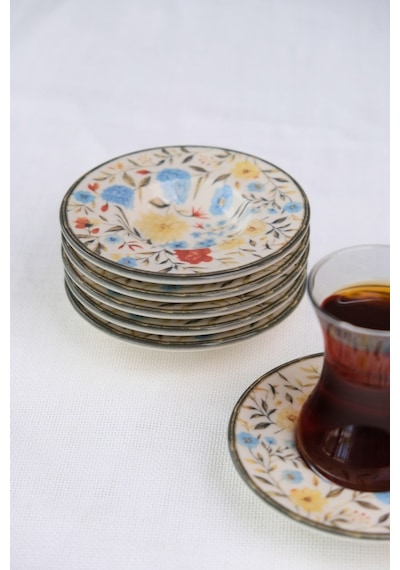 Tabak Evi Porselen Fiori Çay Tabağı Seti 12cm 6 Parça Bns6ctprs1217 Çok Renkli