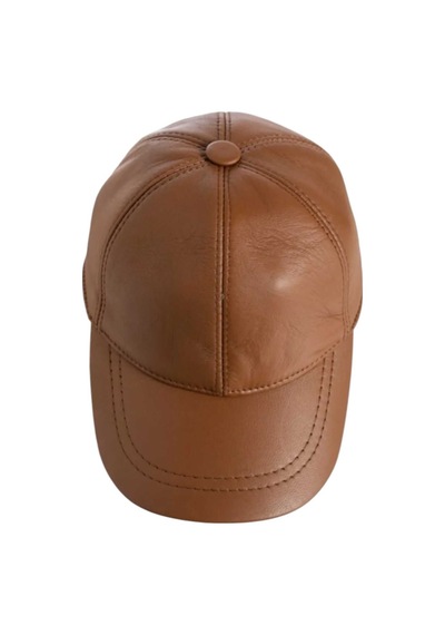 Unisex %100 Deri Arkadan Ayarlanabilir Baseball Kep Şapka Açık Kahverengi