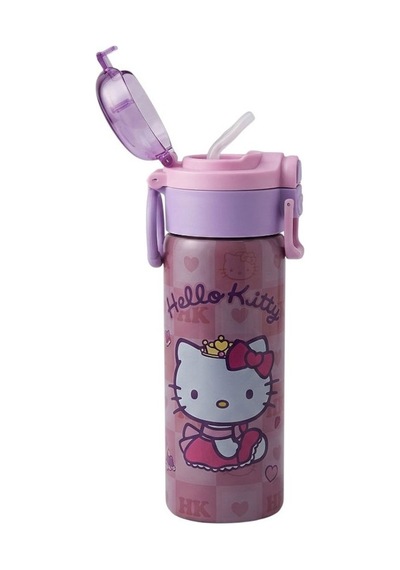 Hello Kitty Çift Fonksiyon Kapaklı Çelik Matara 600ml 3834 Çok Renkli