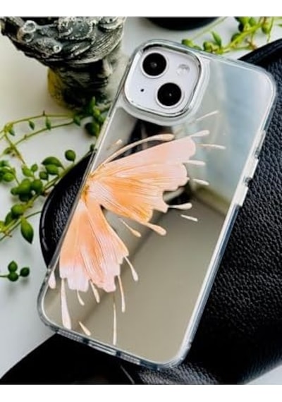 Iphone 13-14 - 15 Uyumlu Aynalı Gold Kelebek Model Silikon Kılıf - Goldkelebek 6998