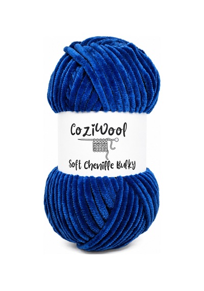 Kadife El Örgü İpliği Soft Chenille Bulky 5'li Paket, 5x100 Gr. 120 Mt. %100 Mikro Polyester İndigo Mavi - 875823131