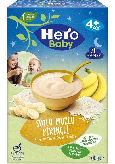 Hero Baby Kaşık Maması 200Gr Gece Sütlü Muzlu Pirinçli