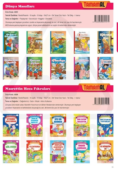 1 2 Sınıf Masal Deryası Öykü Hikaye Kitap Seti Dik Temel Harfler