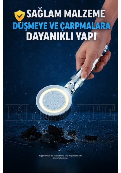 5 Fonksiyonlu Krom Beyaz Çelik Filtreli Kireç Önleyici Yüksek Basınçlı Tasarruflu Banyo Duş Başlığı