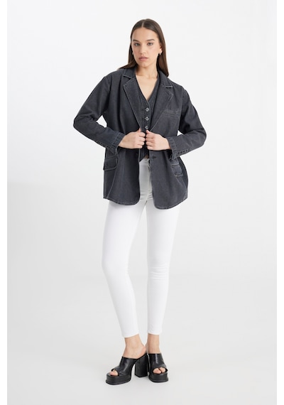 Oversize Bol Kesim Pamuk Antrasit Jean Kot Ceket L241652003 Antrasit