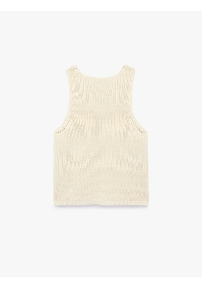 Koton Regular Fit Kolsuz Bisiklet Yaka Triko Atlet Ekru 6sak30039ht