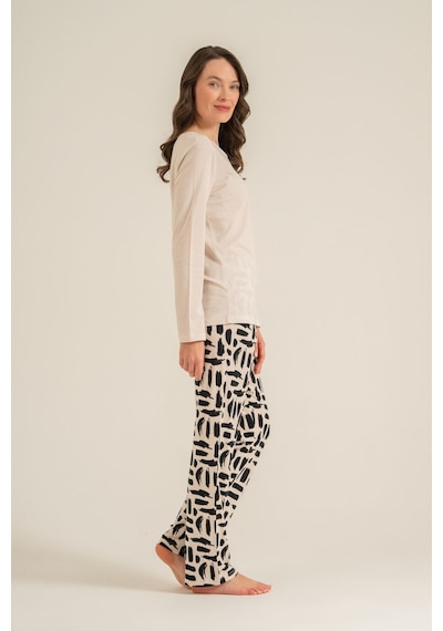Pierre Cardin Kadın Better Than Yesterday Krem Uzun Kol Pijama Takım Pc9299-s-v1 Pc9299-s-v1
