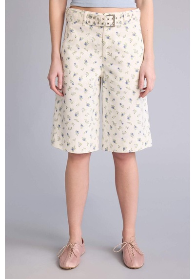 Defacto Afra X Defacto Normal Bel Gabardin Bermuda H2627ax26smwt84 Beyaz-wt84
