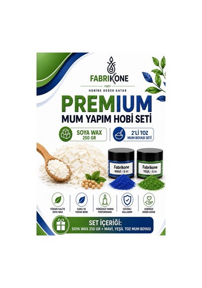 Premium Mum Yapım Hobi Seti - Soya Wax 250 Gr - 2'li Toz Mum Boyası Seti - Mavi, Yeşil Bkfabsw2502my Karışık
