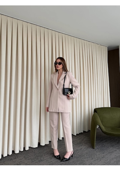 Laluvia Taş Belden Oturtma Blazer Ceket - 9684 Taş