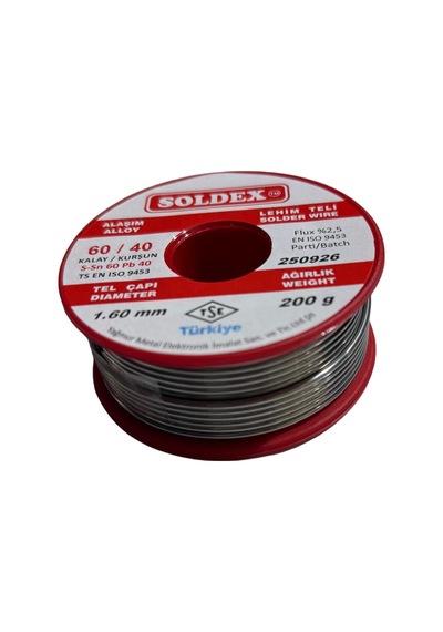 Soldex 1.60 Mm 200 G Lehim Teli 60/40 Kalay Kurşun Flux %2.5
