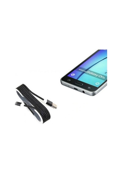 Android Örgü Şeklinde Renkli Çelik Şarj Data Kablosu - Siyah Çok Renkli