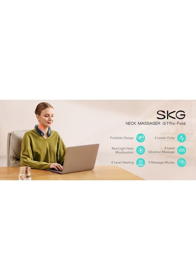 Skg G7 Pro Fold Tens-Ems Akıllı Boyun Masaj Aleti/Robotu, Mobil App Desteği, Özel Isı Terapisi Lacivert