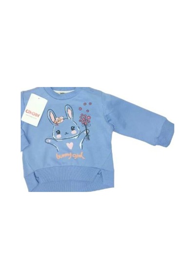 Çikoby Kız Çocuk Yüzde Yüz Pamuklu Tavşan Baskılı Sweatshirt-13569 Lila