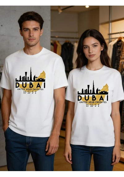 Dubai Skyline T-shirt Göz Alıcı Şehir Temalı Oversize Model Bey