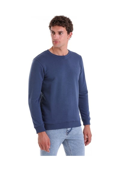 Hatemoğlu İndigo Regular Fit Düz Pamuklu Bisiklet Yaka Sweatshirt İndigo