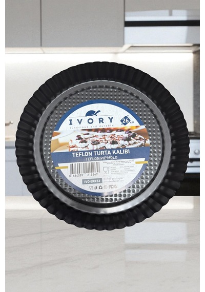 Delikli Teflon Turta Tart Kalıbı 26 Cm Siyah