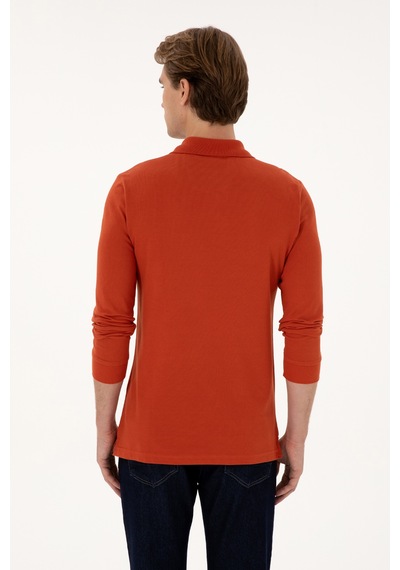 U.S. Polo Assn. Erkek Regular Fit Polo Yaka Kiremit Basic Sweatshirt 50307757-VR031