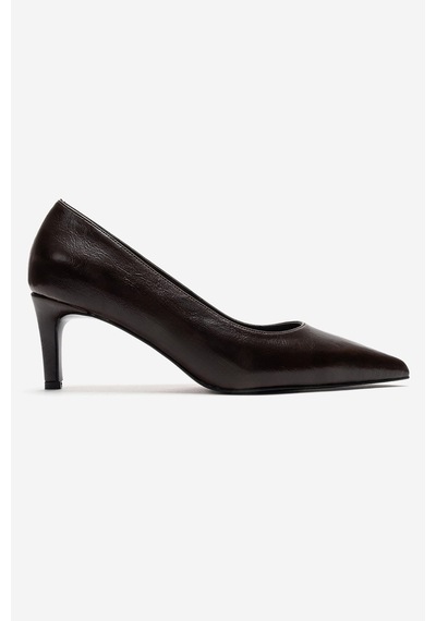 Luvishoes Velmıra Kahverengi Cilt Kadın Topuklu Ayakkabı Kahve Cilt