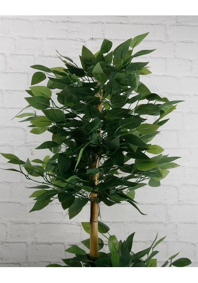 Rüzgar Yapay Çiçekçilik 110 Cm 2 Gövdeli Bambu Ağacı Saksı Modeli Degisebilir Yeşil