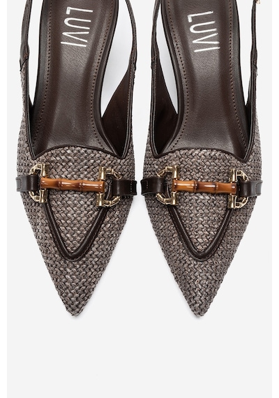 Luvi Shoes Osca Kahverengi Hasır Tokalı Sivri Burun Kadın Topuklu Ayakkabı Luvi Shoes Osca Kahverengi Hasır Tokalı Sivri Burun Kadın Topuklu Ayakkabı