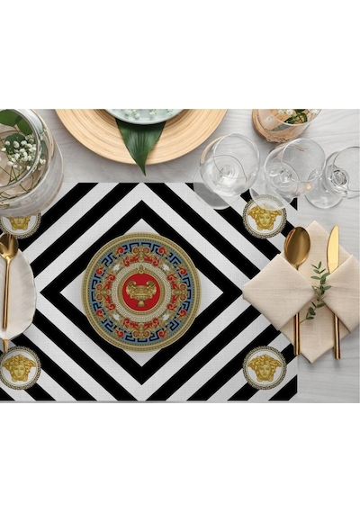 Figüratif Desen Kumaş Amerikan Servis 4'lü Set 35x50cm Keten, Ulusl. Yıkama Ve Solmama Sertifikası Çok Renkli