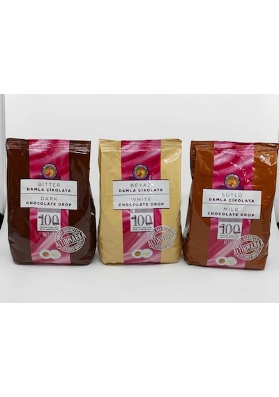 Altınmarka Sütlü Damla Çikolata 1 KG + Bitter Damla Çikolata 1 KG + Beyaz Damla Çikolata 1 KG