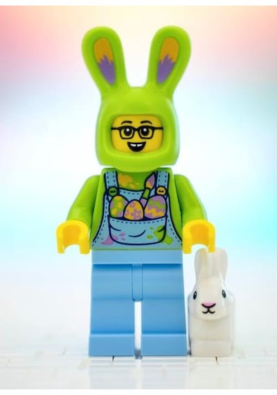 Orjinal Lego Minifigür Easter Egg Hunt Fan With White Rabbit