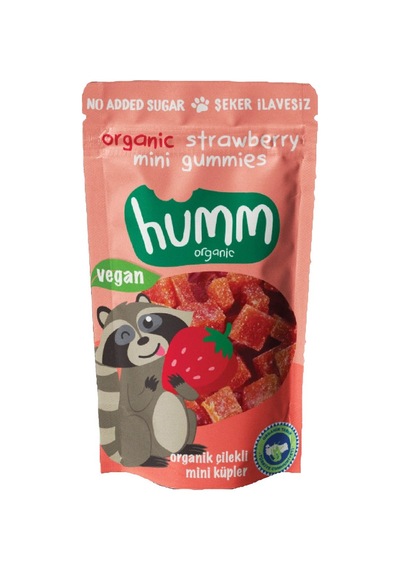Humm Yumuşak Şeker 30 G Çilekli Organik Vegan Mini Küpler Tarı