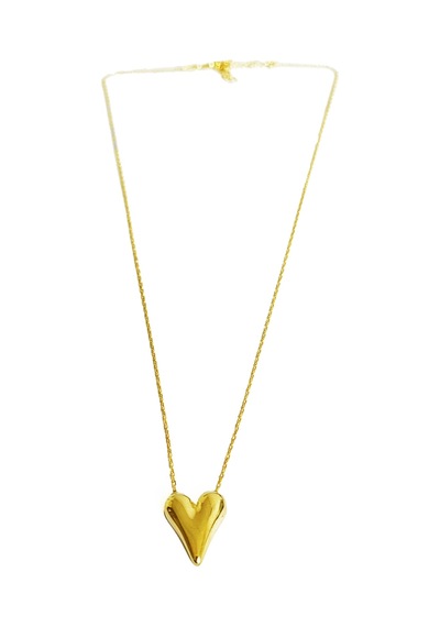 Taşsız Gümüş Kalp Kolye - Gold Renk