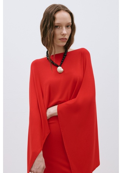 Suud Collection Kırmızı Rae Penye Pelerin