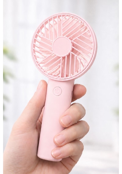 Standlı 3 Mod Şarjlı El Fanı 3 Kademe Seyahat Masaüstü Vantilatör Taşınabilir Mini Fan Pembe F137