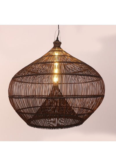 Atlas Doğal Rattan Avize 60x70 Cm Siyah