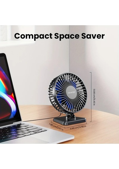 Zhanglei001 Gaıatop Kompakt Masaüstü Fanı Siyah Ve Mavi 3 Rüzgar Hızı Sessiz Taşınabilir Mini Fan Ofis Yatak Odası Seyahat Açık Hava