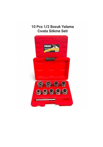 10 Parça 1/2" Yıpranmış Cıvata Ve Bozuk Somun Sökme Lokma Seti