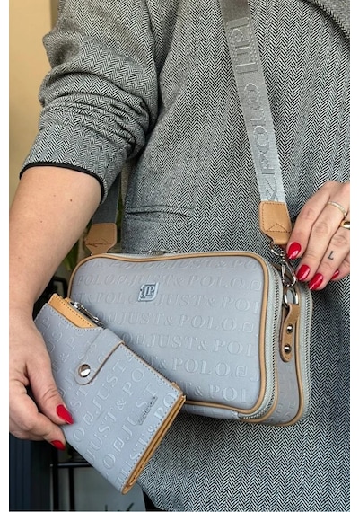 Just Polo Kadın Günlük Kullanıma Uygun Şık Omuz Çantası Ve Cüzdanı Kombin Shopper Gri
