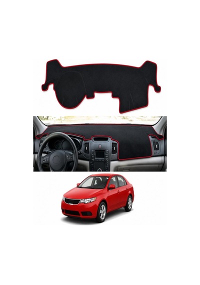 Kia - Cerato 2008-2012 Uyumlu Torpido Koruma Kılıfı - Kırmızı Şeritli