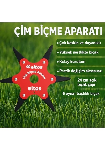 Çim Biçme Aparatı, 6 Bıçaklı, Ergonomik, Metal, Bahçe Tırpan Makinesi Ek Parça, Cba250