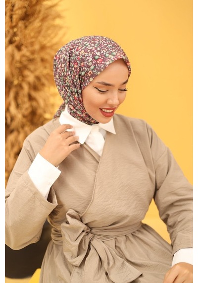 Silk Home Karanfil Desen Soft Pamuk Eşarp Mürdüm