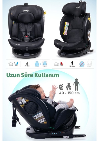 Prego Odinfix Alarmlı I-size Oto Koltuğu Siyah 4100