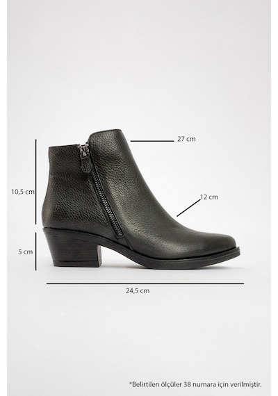 Luvishoes Luvi Shoes Jayer Siyah Floter Hakiki Deri Fermuarlı Kadın Topuklu Bot Siyah Floter