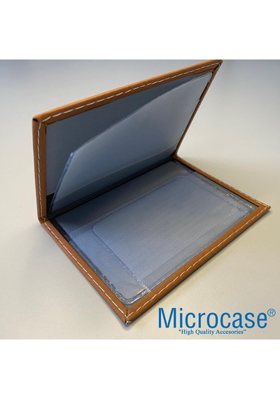 Microcase Suni Deri Oto Ruhsat Kabı Kılıfı Ruhsatlık + Ön Arka Panel Numaratör 1 Adet- Al5038 Taba