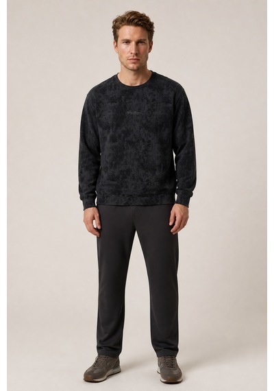 Redline Allon Desenli Kışlık Yeni Sezon Erkek Regular Fit Sweatshirt Beyaz SIYAH
