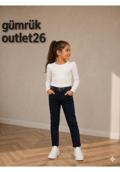 Kız Çocuk Gabardin Pantolon Lacivert